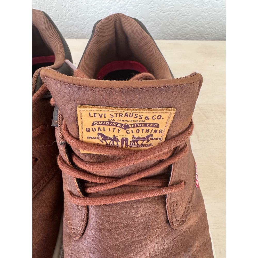 Levi Strauss Mens Brown Faux Leather Lace Up Chukka Casual Shoes Size 10.5 - Picture 3 of 7